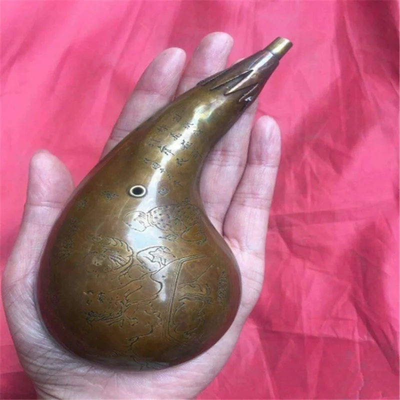 Antique Vintage Brass Bronze Antique Crafts Study Supplies Eggplant-Shaped Ink Drop Water Drop Water Dropper Ornaments Wholesale