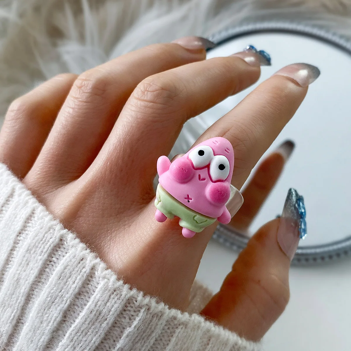 IPARAM Cute Cartoon Octopus Sponge Snail Crab Ring for Women Men Children Plastic Rings Fashion Jewelry Gifts