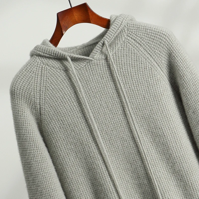 ANGEL 2025 Men's Hooded Sweater Cashmere Pullover Autumn Winter Thick Casual 100% Cashmere Knitwear Warm Long Sleeve Hoodie Tops