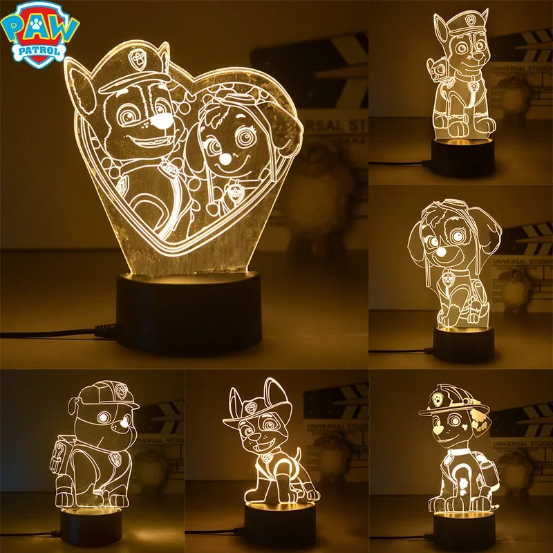 Paw Patrol Skye Marshall Anime 3D Acrylic Led Lamp for Home Children\'s Night Light Table Lamp Xmas Birthday Party Decor Gift New