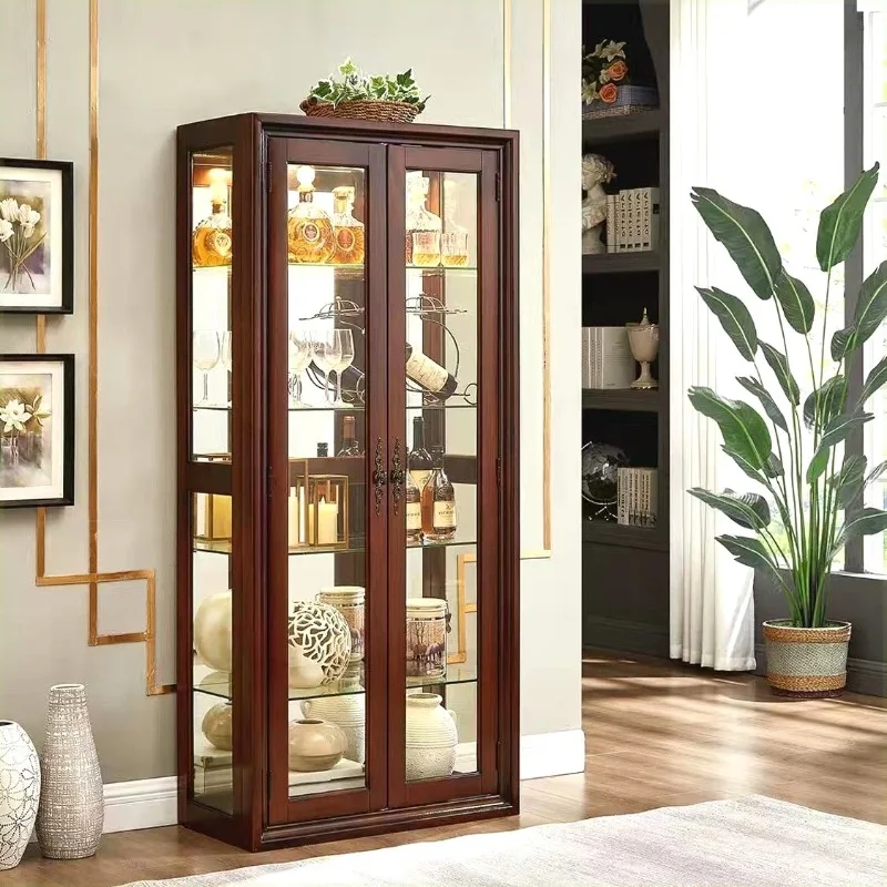 

Американский винный шкаф из массива дерева для гостиной, домашний, одинарный, в новом китайском стиле, барная мебель, шкаф для напитков XY50JG