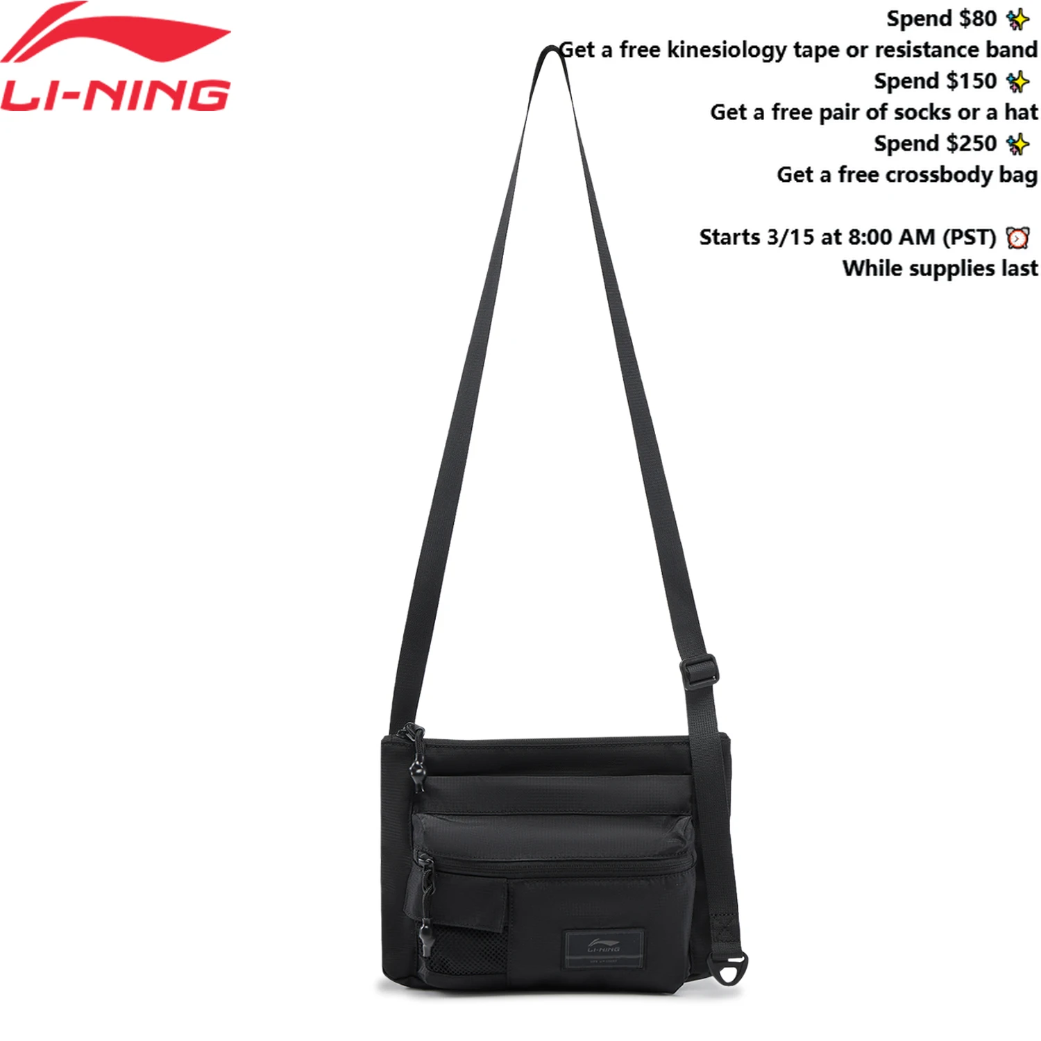 

Li-Ning Unisex Sports Style Messenger Bag 295*200*30mm Fashionable LiNing Men Women Sports Leisure Bags ABDV291