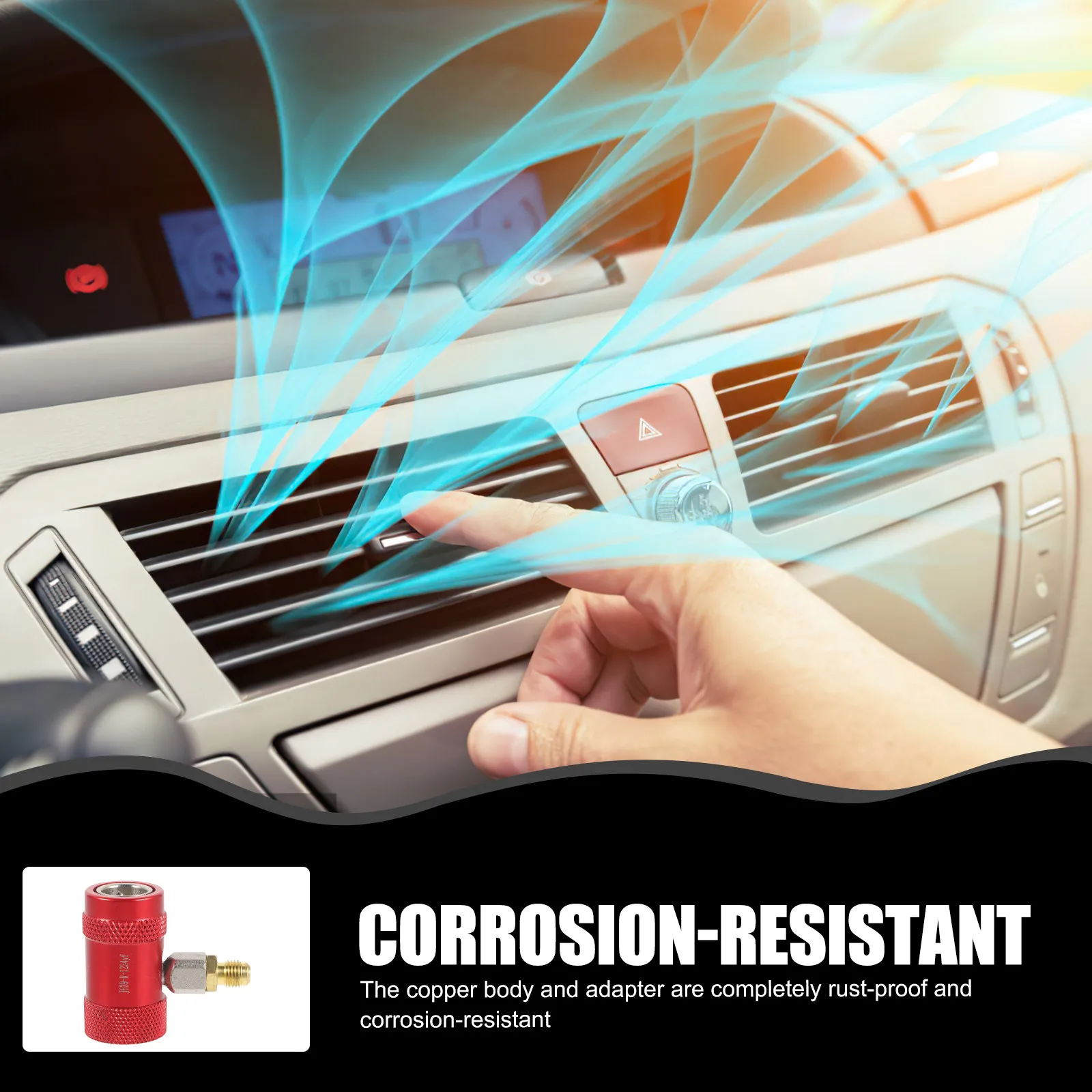 

4Pcs Car Air Conditioner Adapters Premium Brass Alloy Adjustable Connectors Rustproof Detachable Portable Repair Tools