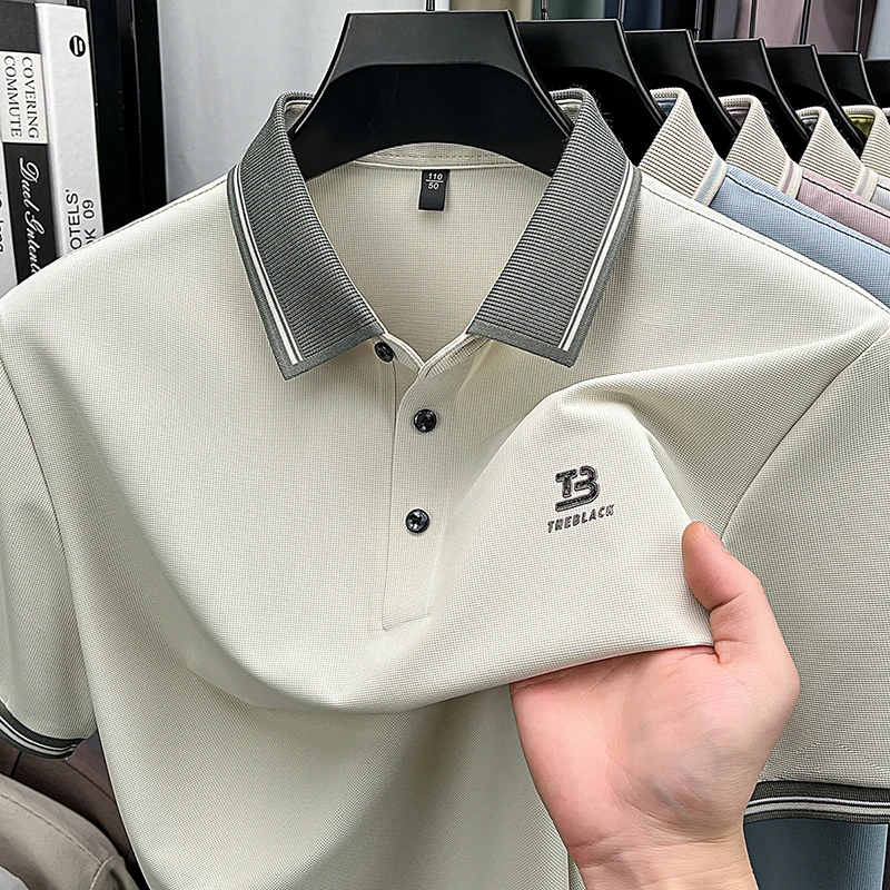 Short Sleeved Polo Shirt, Lapel, Business Casual T-shirt, Summer T-shirt for Middle-aged and Young People, Trendy Top