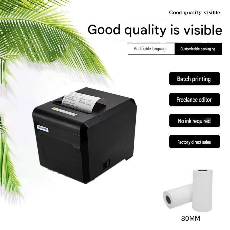 Desktop Thermal Receipt Printer for Supermarket Cashier, USB LAN Bluetooth WiFi, Barcode Ticket Machine for Kitchen & Clothing S