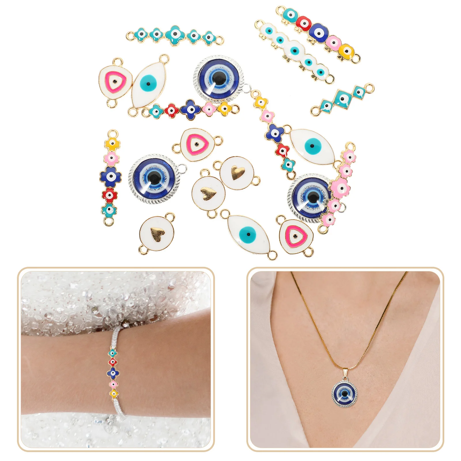 

20 Pcs Decorate Jewelry Evil Eye Charms for Bracelets Alloy Decorative Pendants