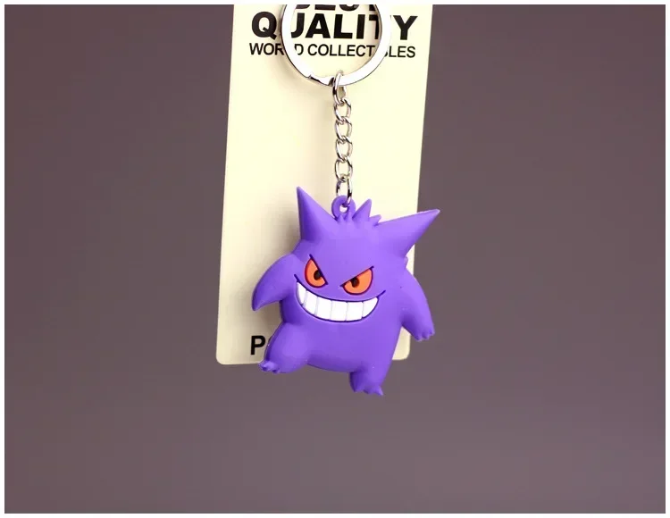 Pokémon Gengar Abra Cubone Porygon Ponyta Silicone Keychain Keyring Pendant Anime Toy Bag Backpack Accessories Children's Gifts