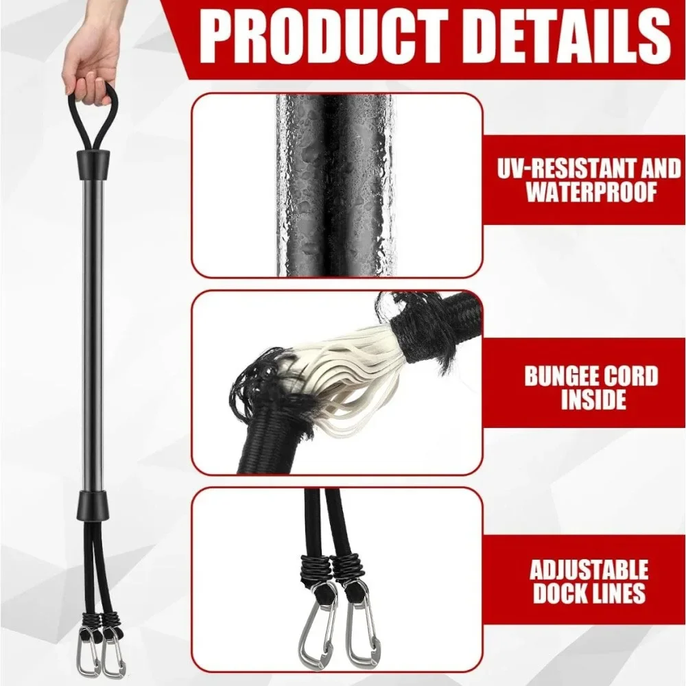 Dock Line Snubber for Boat Slip Use 55.9cm/22inch Clip Ends Docking Boat Accessories Snubber Tie Up Buffer Slip Damper Clip