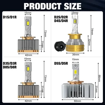 D1S D2S D3S D4S D5S D8S LED Car Headlights HID D1R D2R D3R D4R D5R D8R Bulbs 90000LM Turbo Lamp Canbus 6500K Automobile 12V