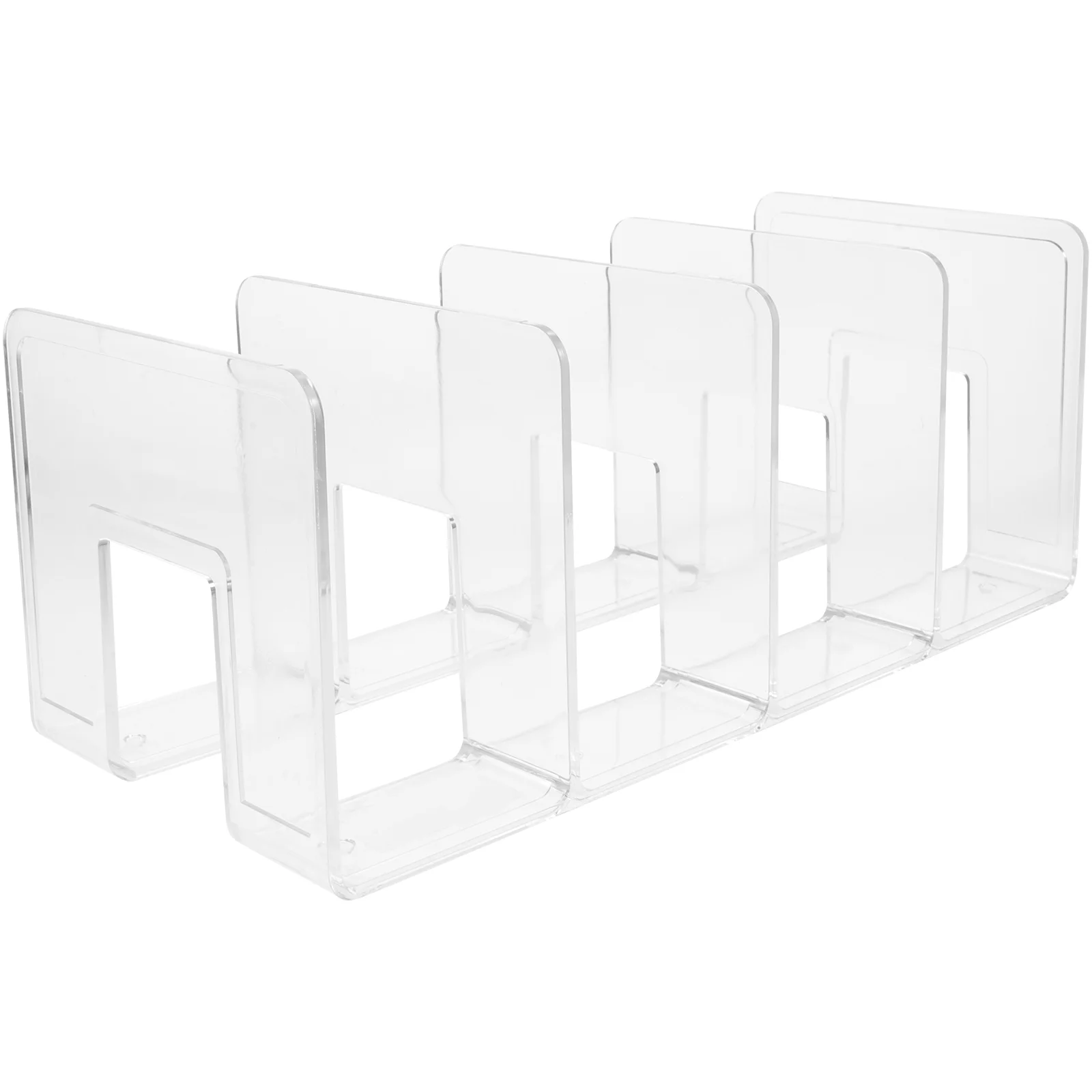 

Thickened Acrylic Transparent Bookshelf Student Desktop Storage Divider Rack Bookends (White) Table Decorative Holder