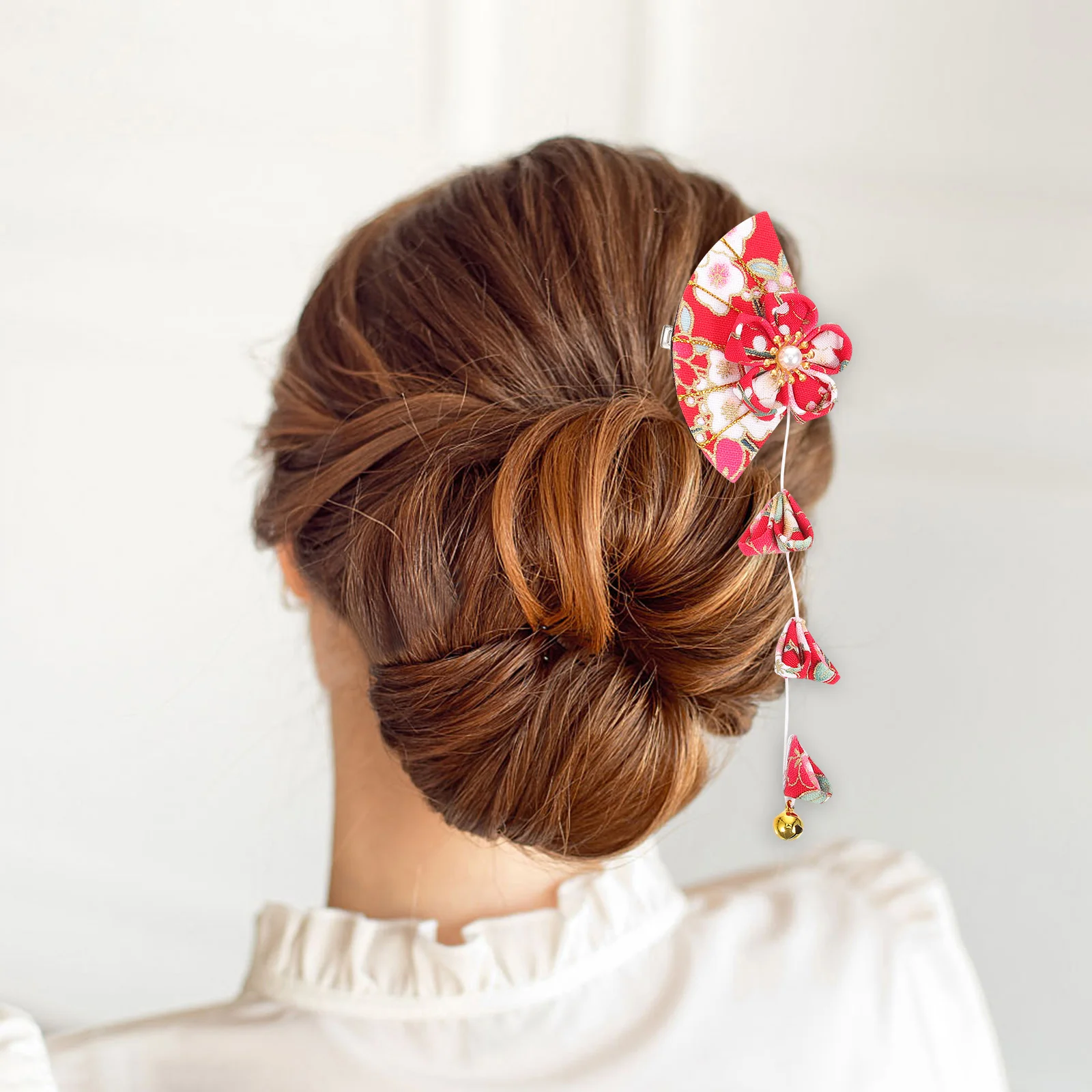 

1 Pair Fan Bell Hair Clip Japanese Handmade Flower Pin For Women Girls Yellow Hair Accessories Bridal Party Dance Event