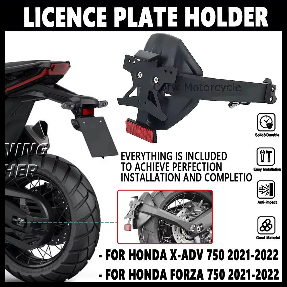 

For Honda X-ADV 750 2021-2022 Motorcycle NEW License Plate Frame Holder Wheel Mudguard Fender Kit For Honda FORZA 750 2021-2022