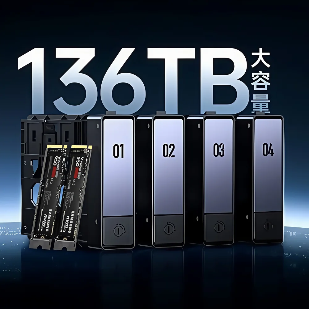 8505 Mini NAS 8GB DDR5 4 Bay 136TB SATA HDD M.2 NVMe SSD 10GbE Type C USB3.2 Network Storage Server