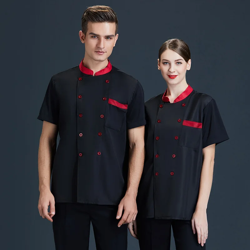 Chef Overalls Men's Short-Sleeved Catering Hotel Restaurant Cake Shop Kitchen Women's White Summer Long-Sleeve Workwear