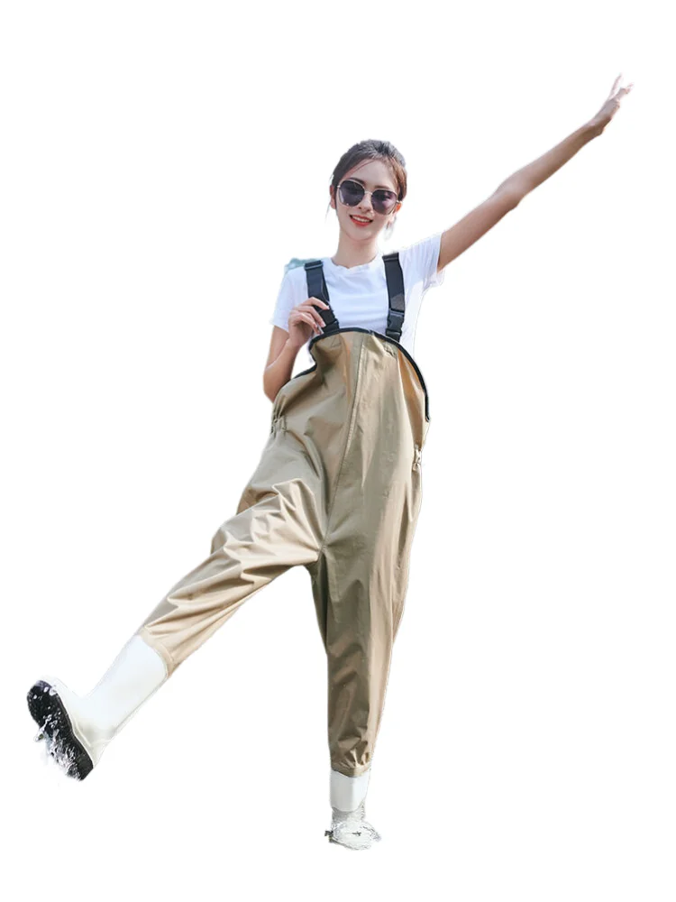 Khaki Fishing Waders for Lady, Lure Wading Pants, Travel Sea Clothing, Outdoor Waterproof Overalls, Breathable Comfort,Khaki