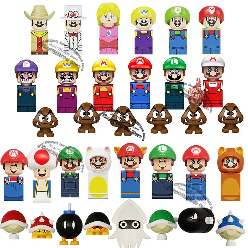 KDL815 KDL805 CY8001 Action toy Fig Super Maria Bros building Blocks Dolls Wario Luigi Peach Yoshi Mushroom Bricks