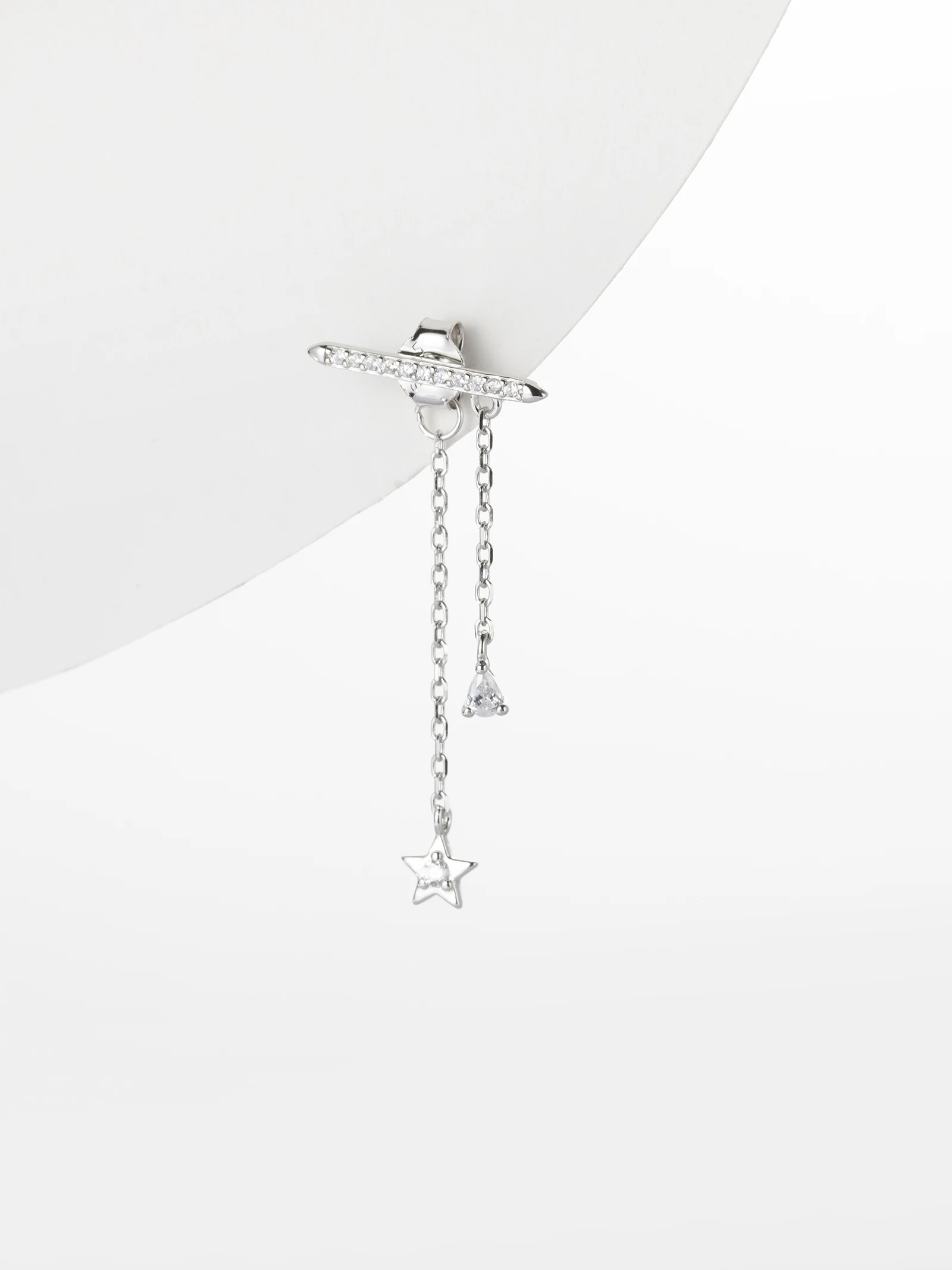 DPLAOPA 925 Sterling Silver Orion Earring 10 Styles Piercing Drop Earring Simple Chain Star Zircon CZ Luxury Jewelry For Women