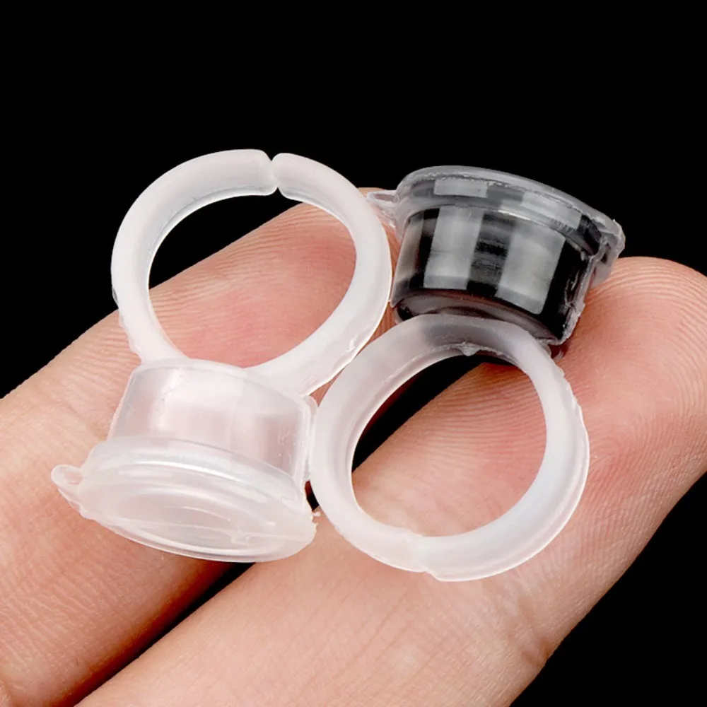 50PCS Tattoo Pigment Ink Ring Cups Eyelash Extend Glue Holder Container With Lid Cover Cap Permanent Makeup Microblading Tool