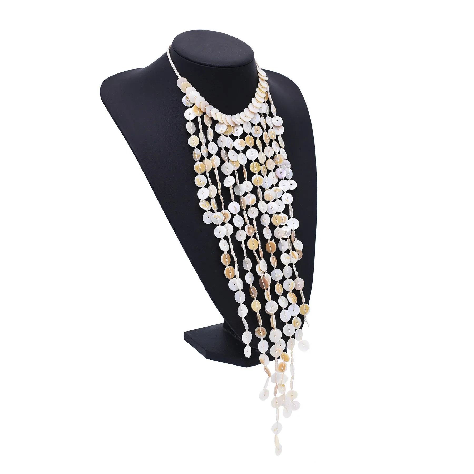 Natural Shell Round Beaded Long Chain Tassel Pendant Necklace for Women New Trending Europe America Exaggerated Necklace Jewelry