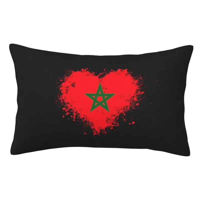 Custom Moroccoe Flag Heart Pillow Case 75cm x 50cm Moorish Moroccan Patriotic Cushions Cover Rectangle Pillowcase