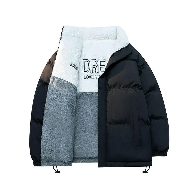

Мужские повседневные двусторонние свободные стеганые куртки высокого качества, универсальное флисовое пальто из овечьей кожи, зимняя толстая теплая верхняя одежда для мужчин