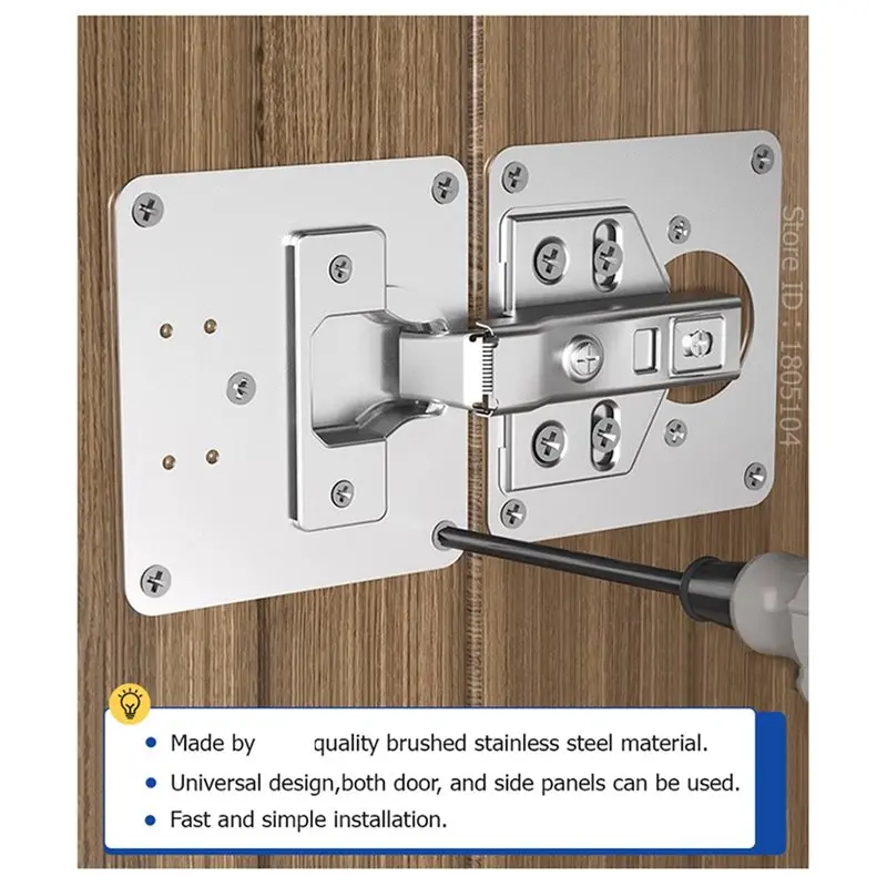 VEHO-لوحة إصلاح مفصلات خزانة المطبخ، الفولاذ المقاوم للصدأ، مجموعة أدوات مفصلات باب الخزانة، مجموعة أطباق إصلاح الخزانة #5