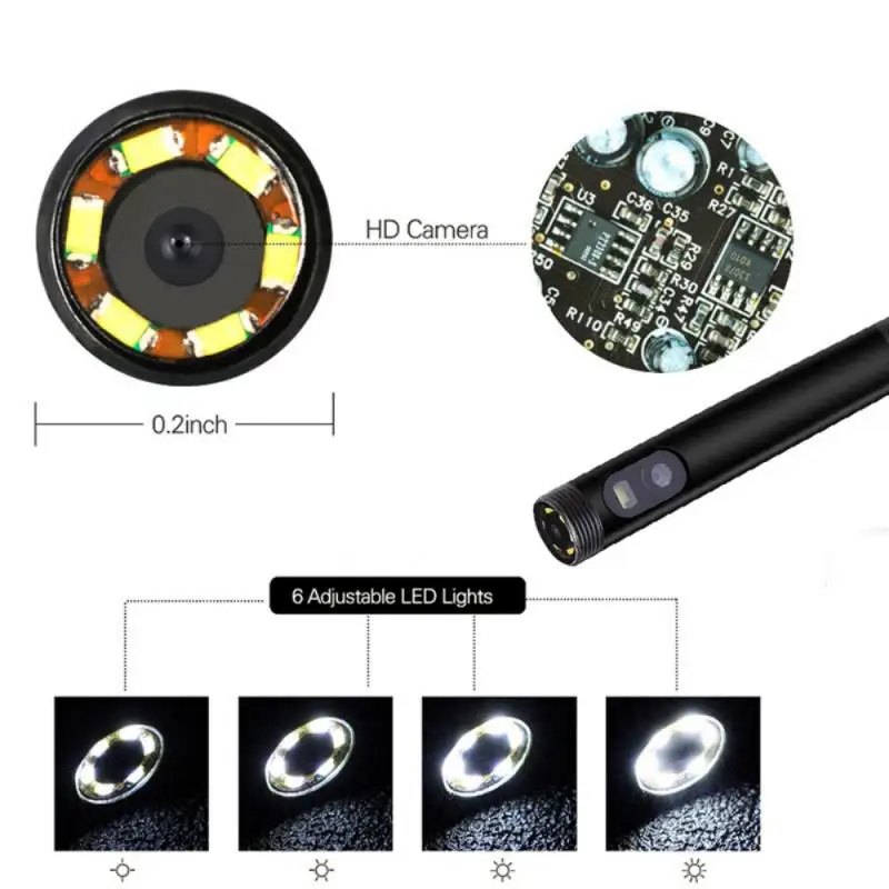 Endoscópio da câmera tipo C com Micro USB, Borescope Cam, Inspeção Smartphone Android, 2m, 3m, 1.5m, 3 em 1