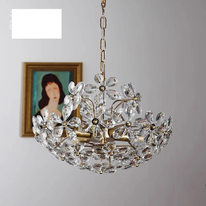 Dream crystal flower chandelier French pastoral American vintage bedroom dining room cloakroom