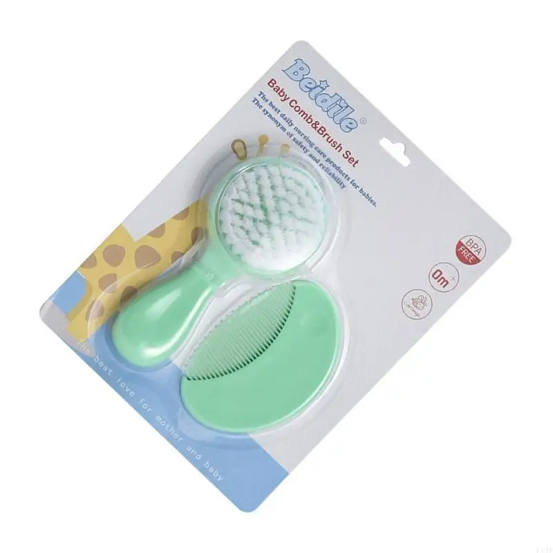 

F19F 2pcs Baby Hair Care Essential Hair Grooming Set Soft Bristles for Healthy Hair