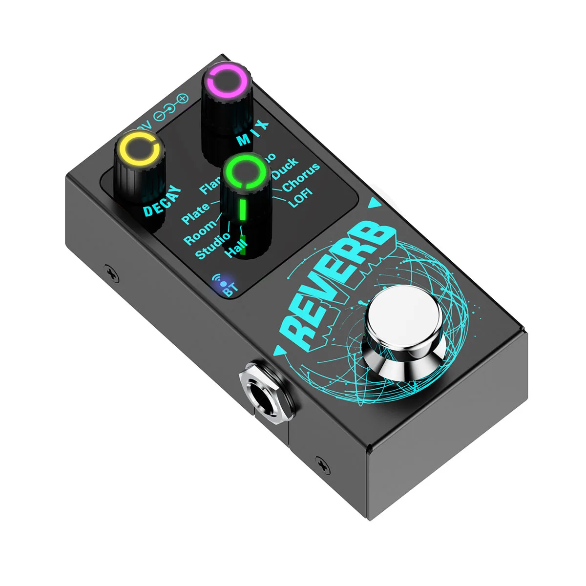 Miwayer Reverb Stereo Reverb Pedal – 9 Algorithms incl. Flanger/Echo/Studio, Mix & Decay Controls, BT 5.4, LED Glow