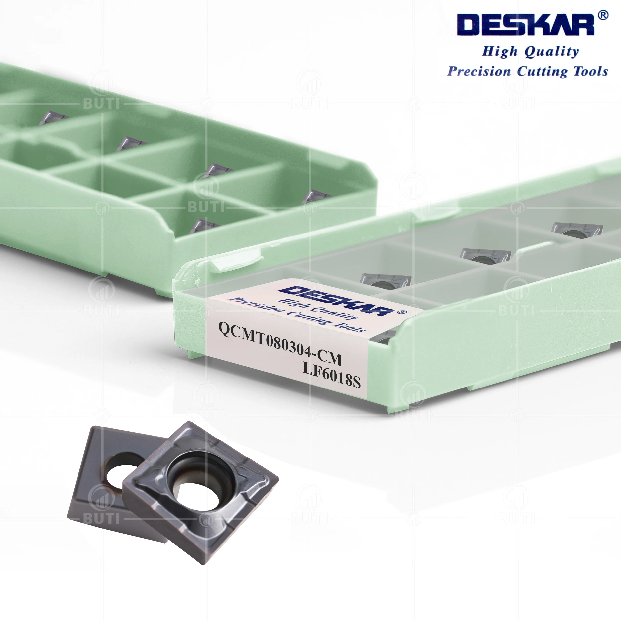 Imagem -02 - Deskar-cnc Torno Ferramentas de Torneamento Inserções de Carboneto Qcmt050204 Qcmt060204 Qcmt070304 Qcmt080304 Qcmt10t304 cm Lf6018s 100 Original