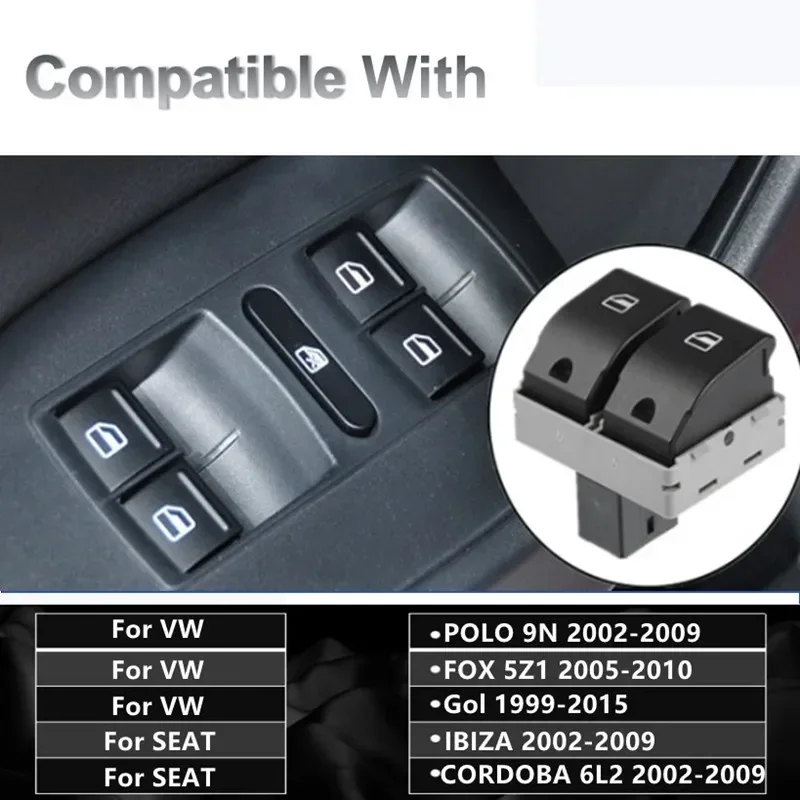 Window lifting Control switch button Electric Window Master Switch For VW Polo 2002-2009 Seat Ibiza Cordoba 6Q0959858