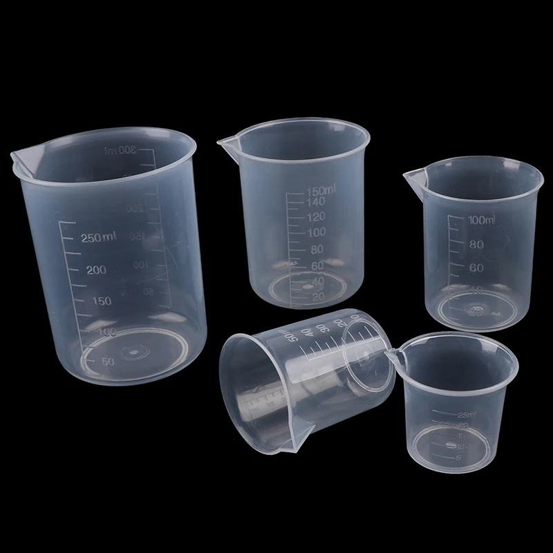 2Pcs Hot Transparent Kitchen Laboratory Plastic Volumetric Beaker Measuring Cup 250ml/150ml/100ml/50ml/25ml