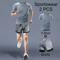 2024 Mens Sportswear 2 PCS Tracksuit Elastic Running Sets Football Basketball Tennis Sport Fitness GYM Suits Workout Clothing