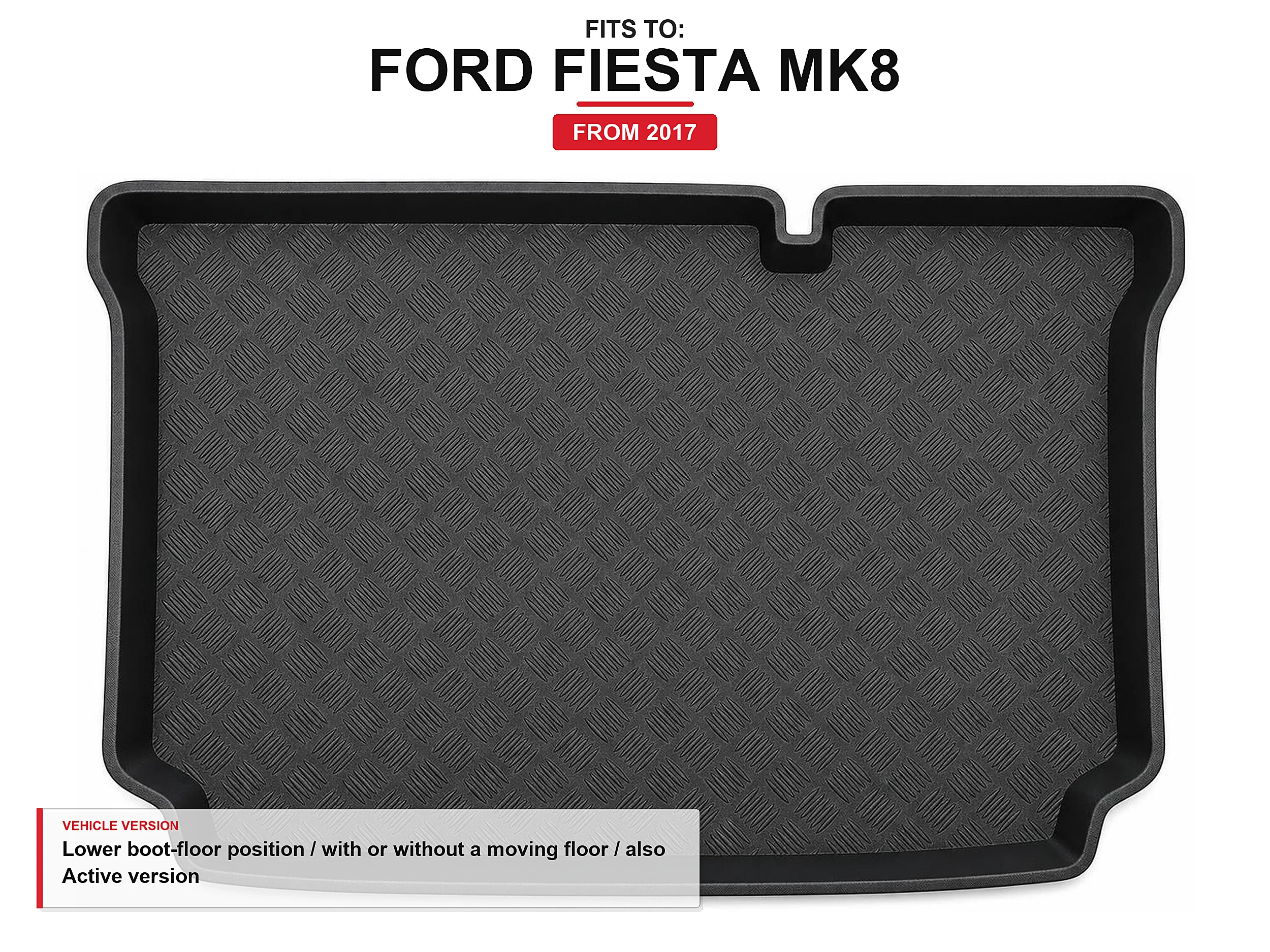 Kofferbakmat met rand voor: Ford Fiesta Mk8 2017- Ook actieve versie