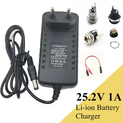 25.2V 1A Li-ion battery charger for 21.6V 22.2V battery 6S 18650 battery pack connector DC5525