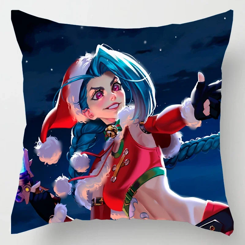 Hot Game Arcane League of Legends Cushion Cover Pillowcase Anime Vi Jinx Jess Throw Pillow Case Home Decor Sofa Car Pillow Cover