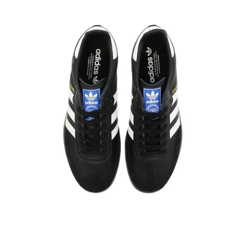 Adidas Originals Samba OG Unisex สีดําสีขาวแฟชั่นคลาสสิกรองเท้ากันลื่นสําหรับผู้ชายผู้หญิงการฝึกอบรมเยอรมัน