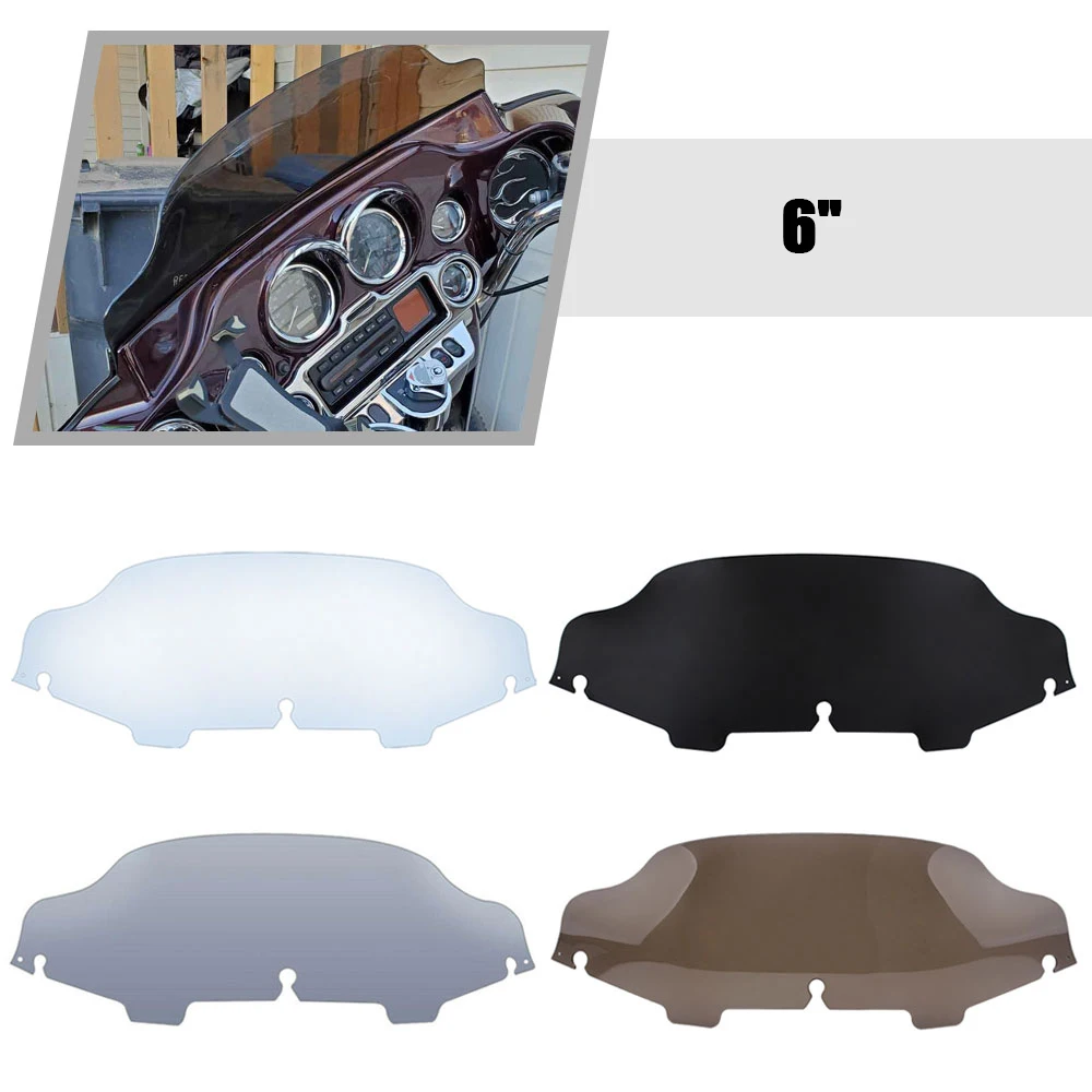 

Motorcycle 6 Inch Windshield Windscreen Wind Deflector For Harley Touring Street Electra Glide Ultra CVO Classic FLHTC 1996-2013