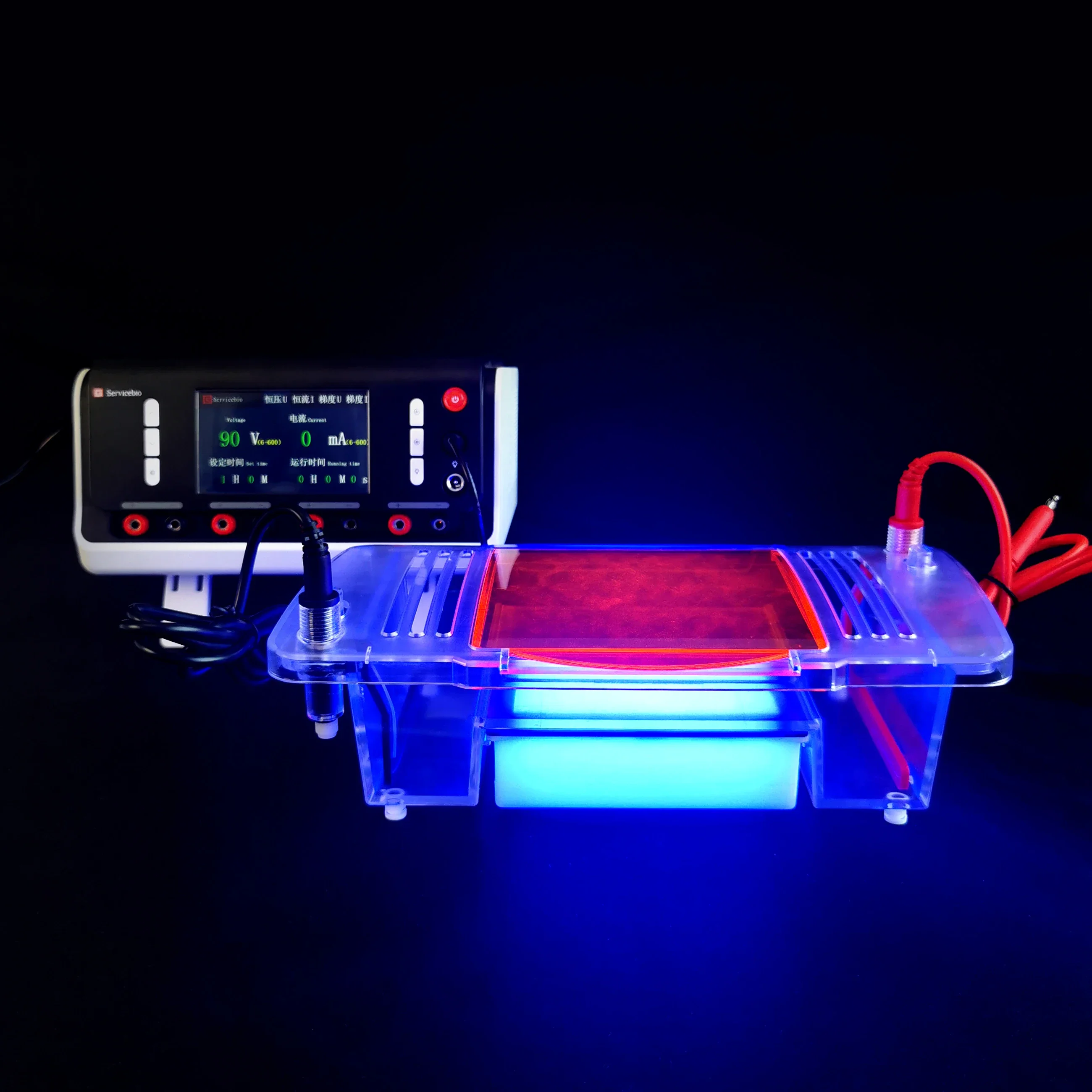 Lab Equipment Machine Vertical Horizontal Apparatus Agarose Gel Electrophoresis System Tank with Blue Light Transilluminator