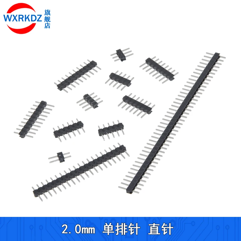 10PCS/Lot 2.0mm Male Header Pins 1*2/3/4/5/6/7/8/9/10/12/15/20/40P 2mm Single Row Pin Header Strip Connector FOR ARDUINO DIT KIT