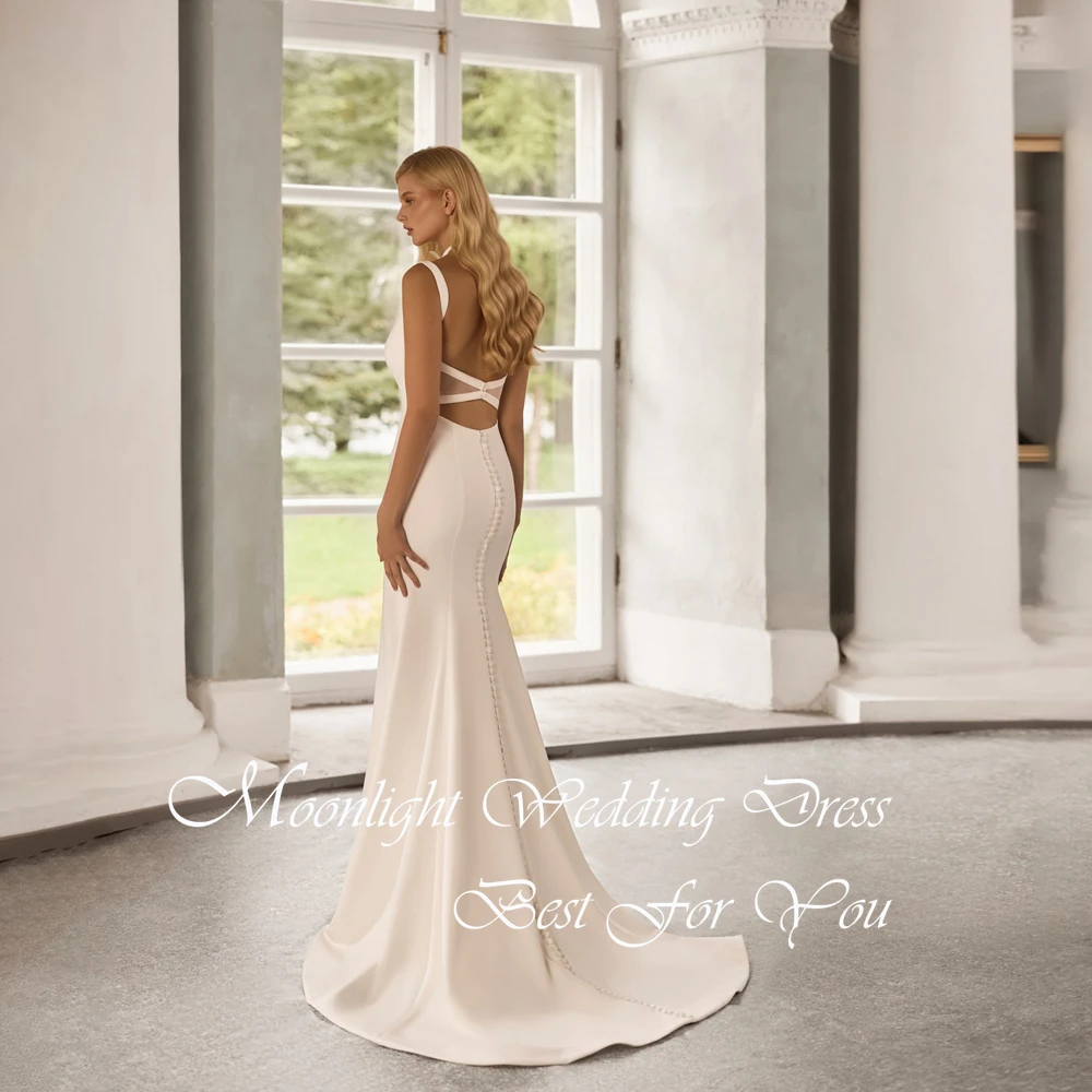 Simple Square Collar Mermaid Wedding Dresses Women 2026 Spaghetti Straps Open Back Bridal Gown Vestidos De Novia Customized