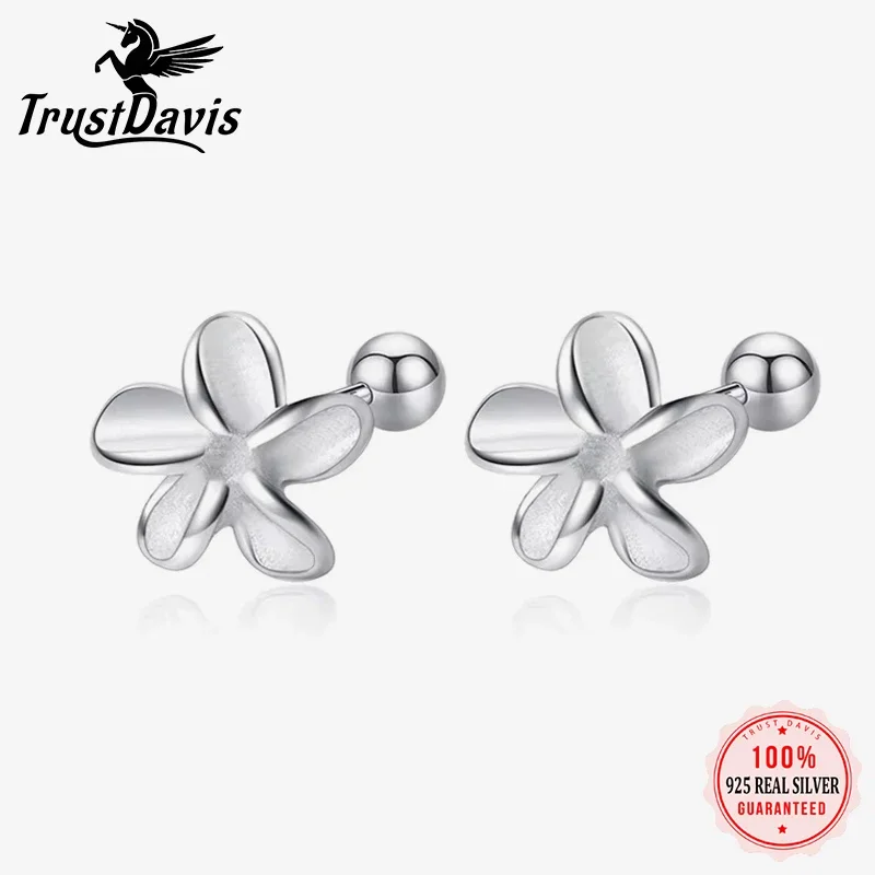 Trustdavis Real 925 Sterling Silver Fashion Mini Flower Stud Earrings Nose nail For Fashion Women Party Fine S925 Jewelry DA1504