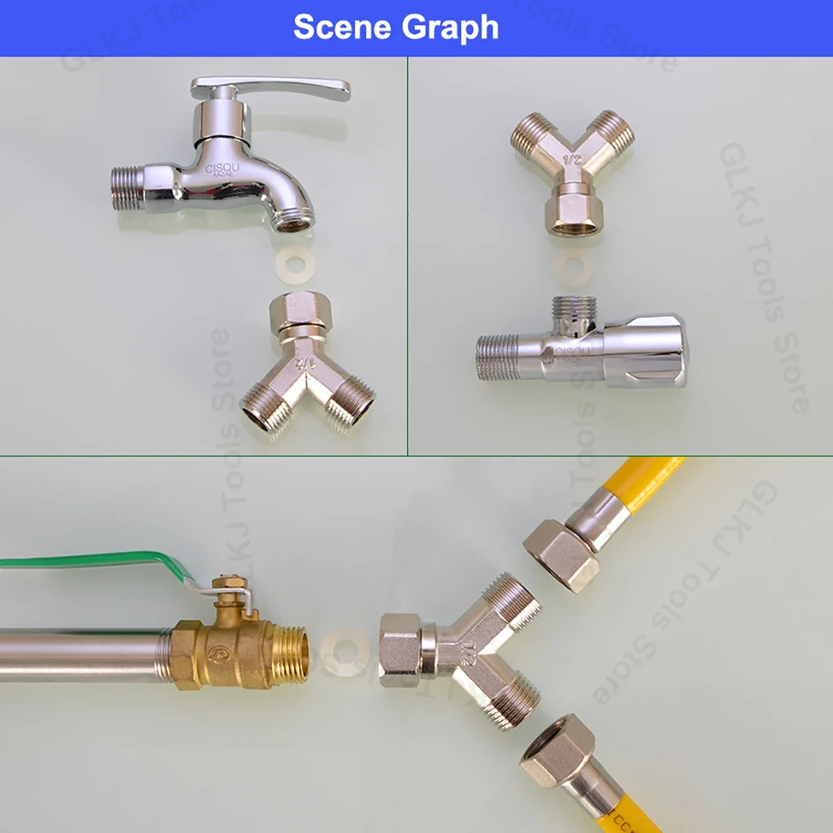 1 pz BSP 1/4 "3/8" 1/2 "filettatura femmina/maschio raccordi per tubi in ottone connettore a 3 vie tipo Y adattatore rubinetto Splitter