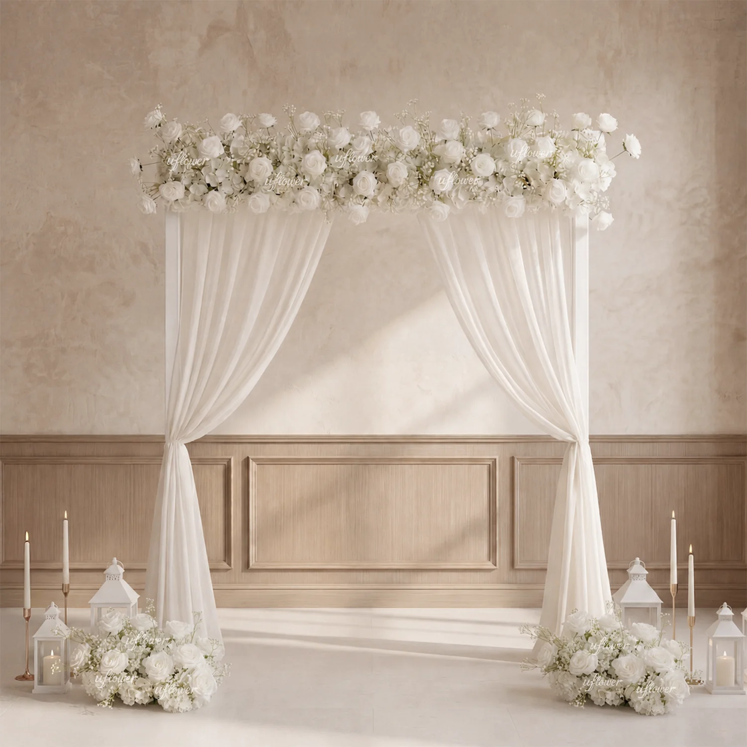 Home Decor Garland - ดอกไม้ประดิษฐ์ยูฟลาวเวอร์ ช่อดอกไม้สีขาวเบบี้เบรธ สำหรับตกแต่งโต๊ะกลางงานแต่งงาน ทางเดิน และฉากหลังพิธี