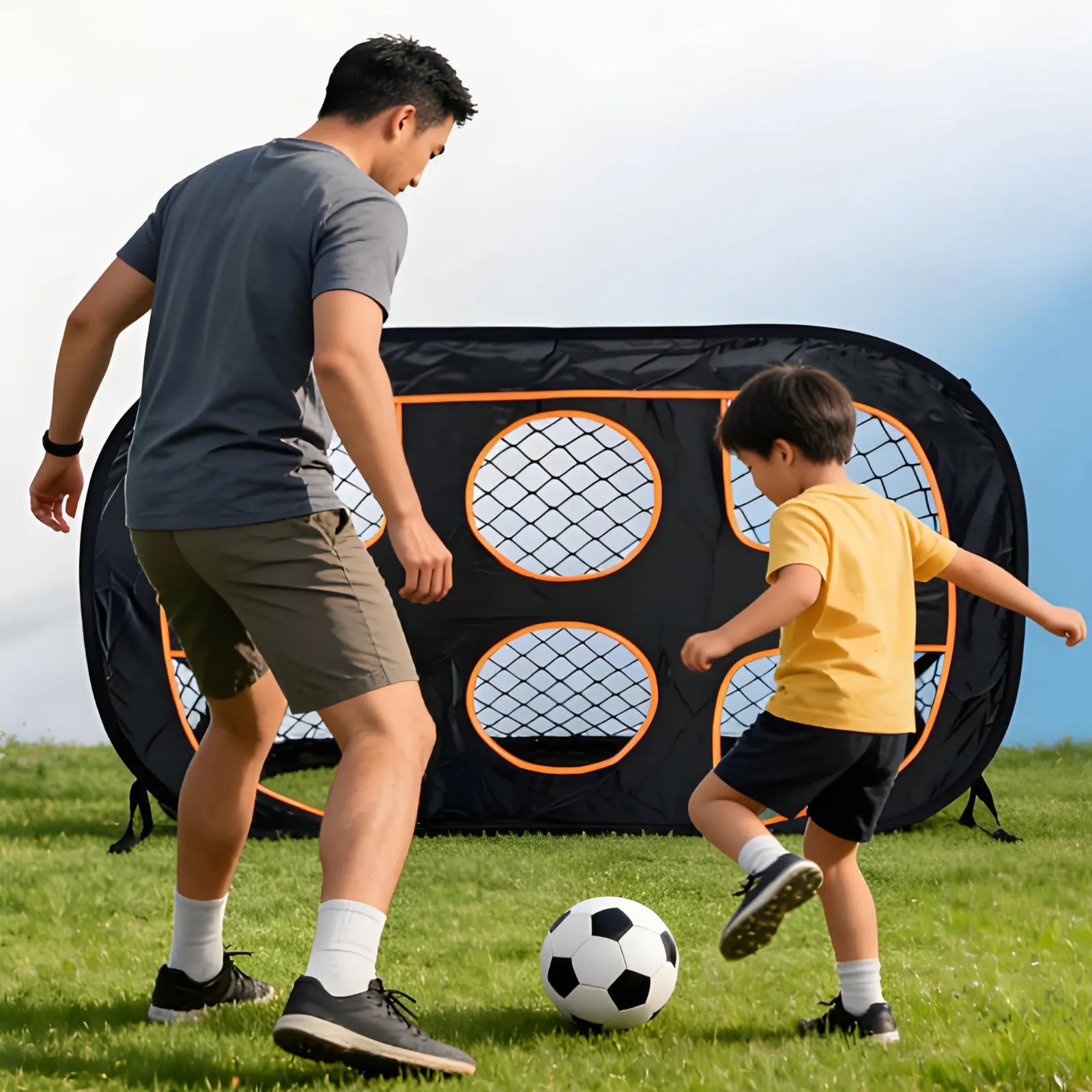 

Four-Target Soccer Goal Foldable Portable Folding Soccer Goal Lightweight Double-Sided for Families, Practice