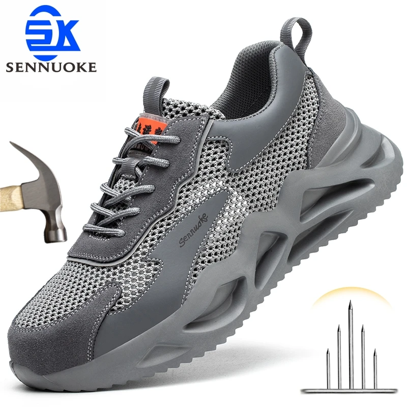 Safety Shoes Men for Work Lightweight Sport Sneakers Steel Toes  Industria Safety Tennis for the Feet Original