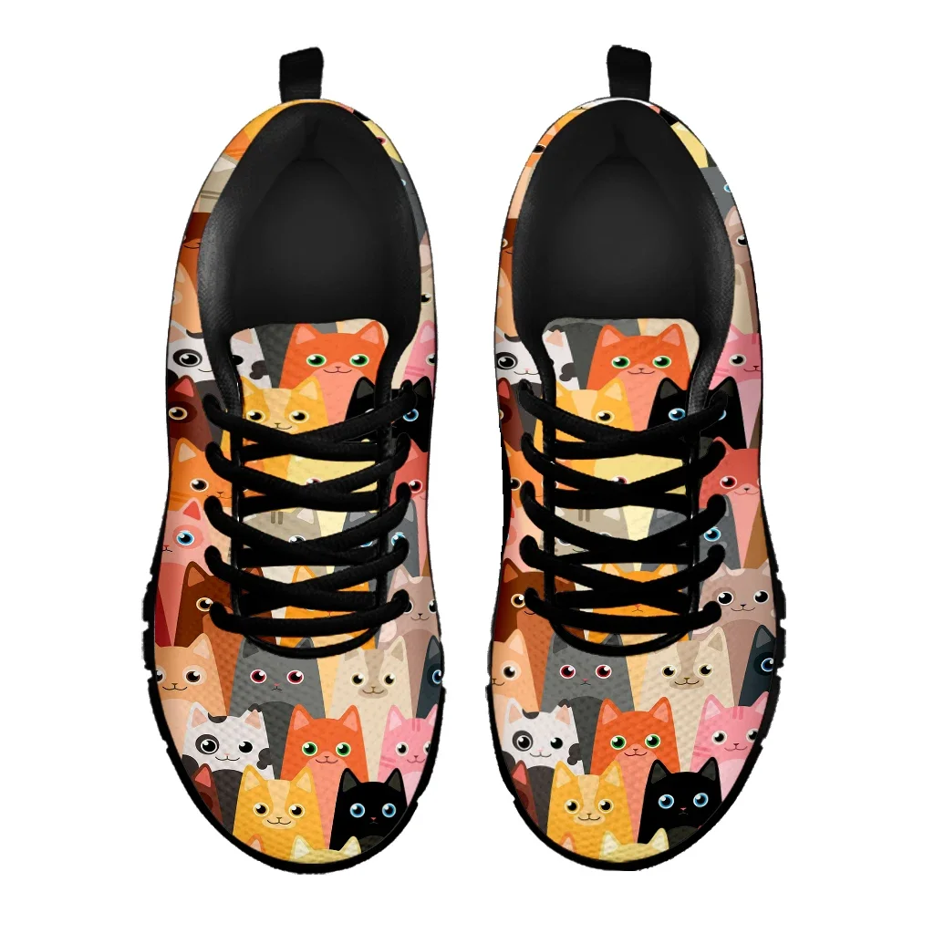 Cute Cartoon Funny Cat Pattern Women Flat Shoes Comfortable Soft Ladies Sneaker Femme Footwear Walk Shoes Zapatos