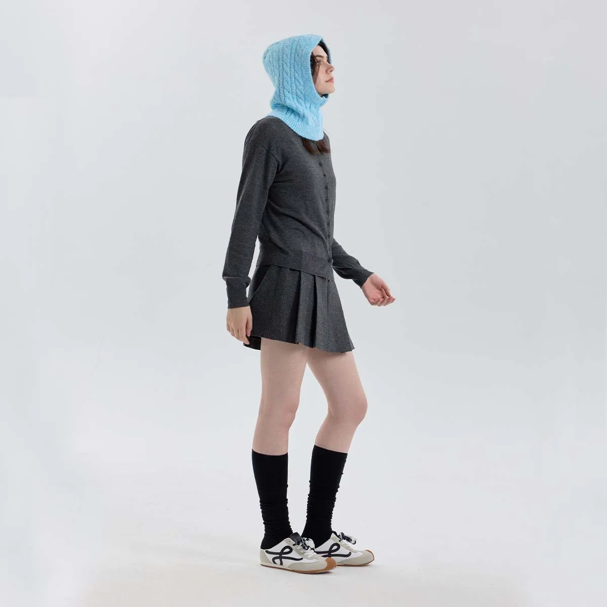 قبعة محبوكة يابانية وكورية جديدة مع غطاء للأذنين ووشاح