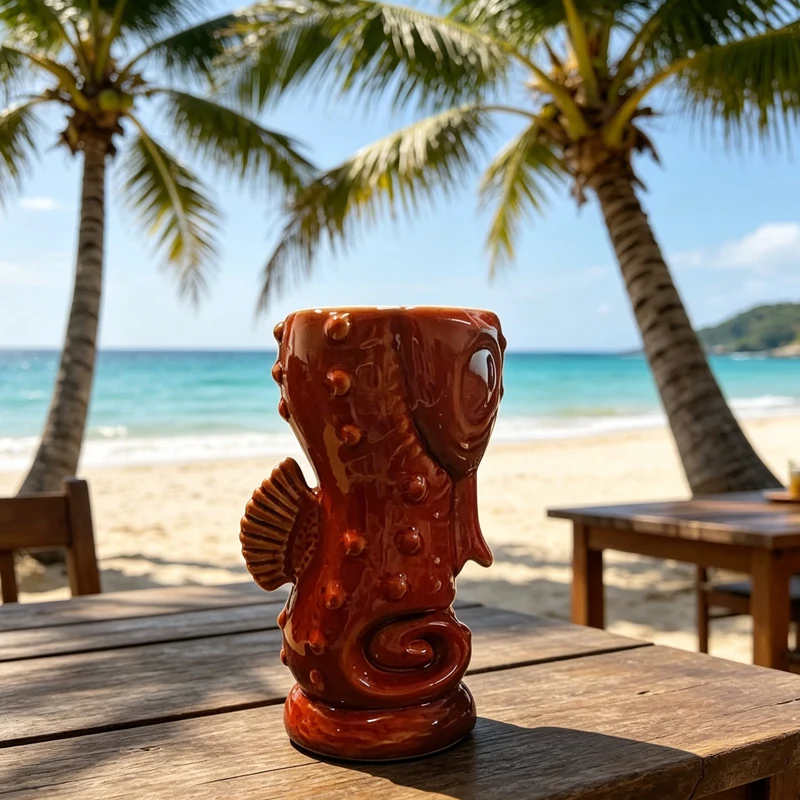 Ocean Style Seahorse Shaped Ceramic Cup Creative Hawaiian Cocktail Cup Personalized TIKI Cup Suitable for Halloween Gift Giving